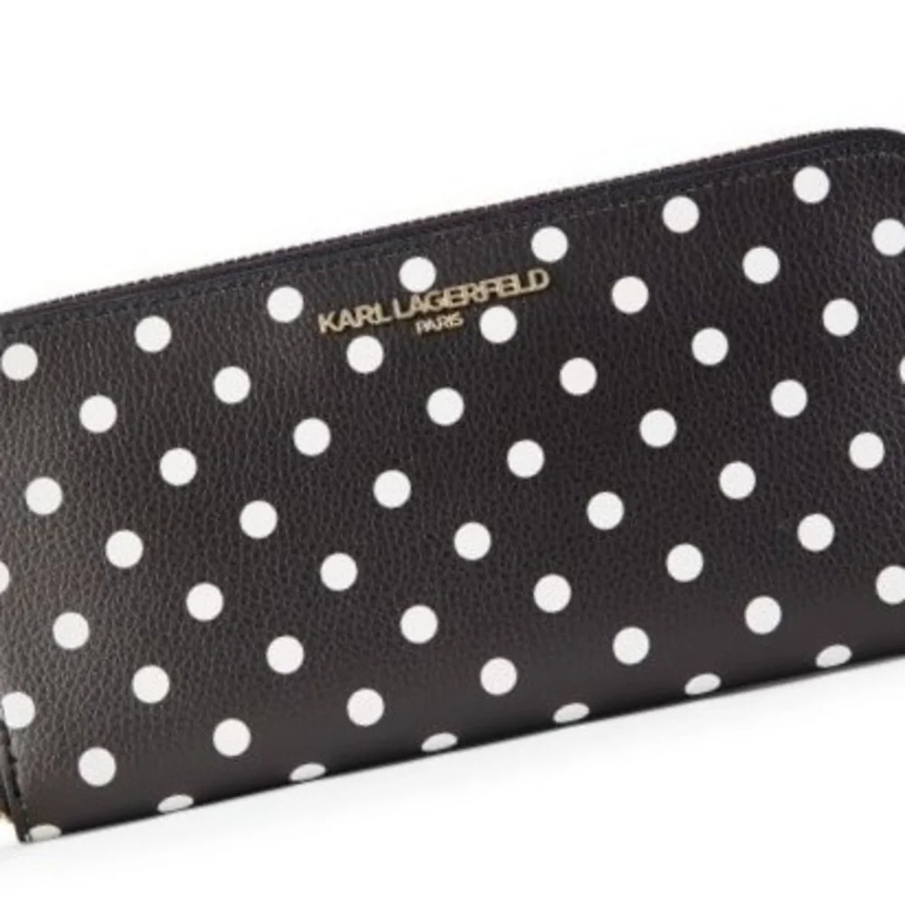 Karl Lagerfeld Black and White Polka Dot Wallet